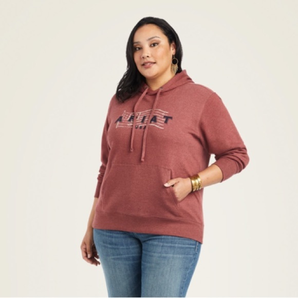 Womens Ariat real hoodie Maroon western country comfy causal size medium USA​ - Picture 9 of 10